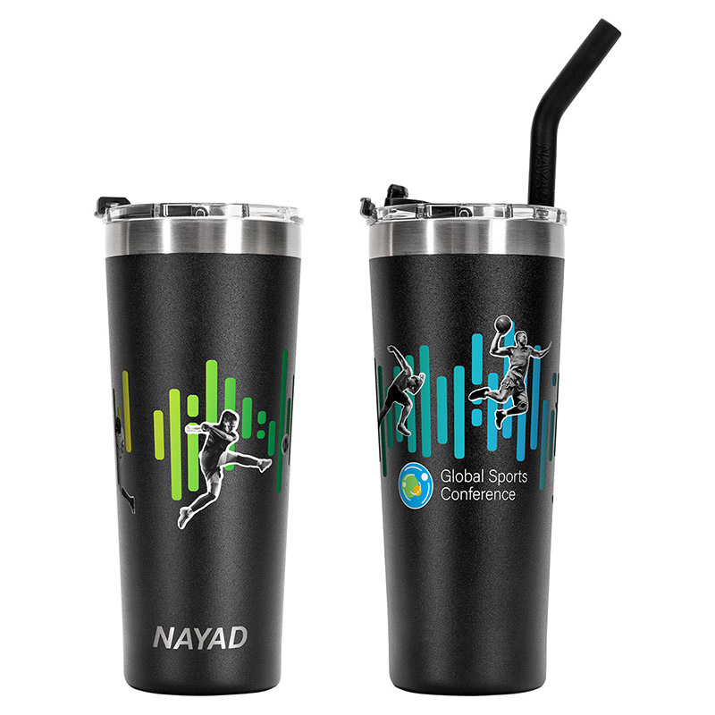 22oz Stainless Double Wall Tumbler with Black Straw
