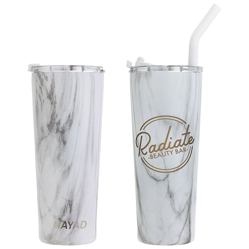 22oz Stainless Double Wall Tumbler with Marble Straw
