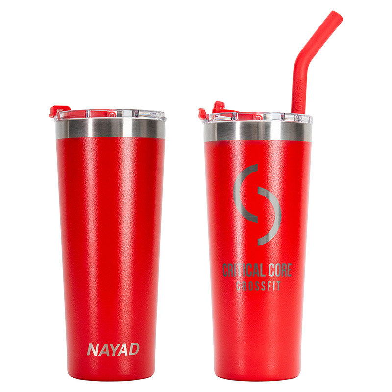 22oz Stainless Double Wall Tumbler with Red Straw