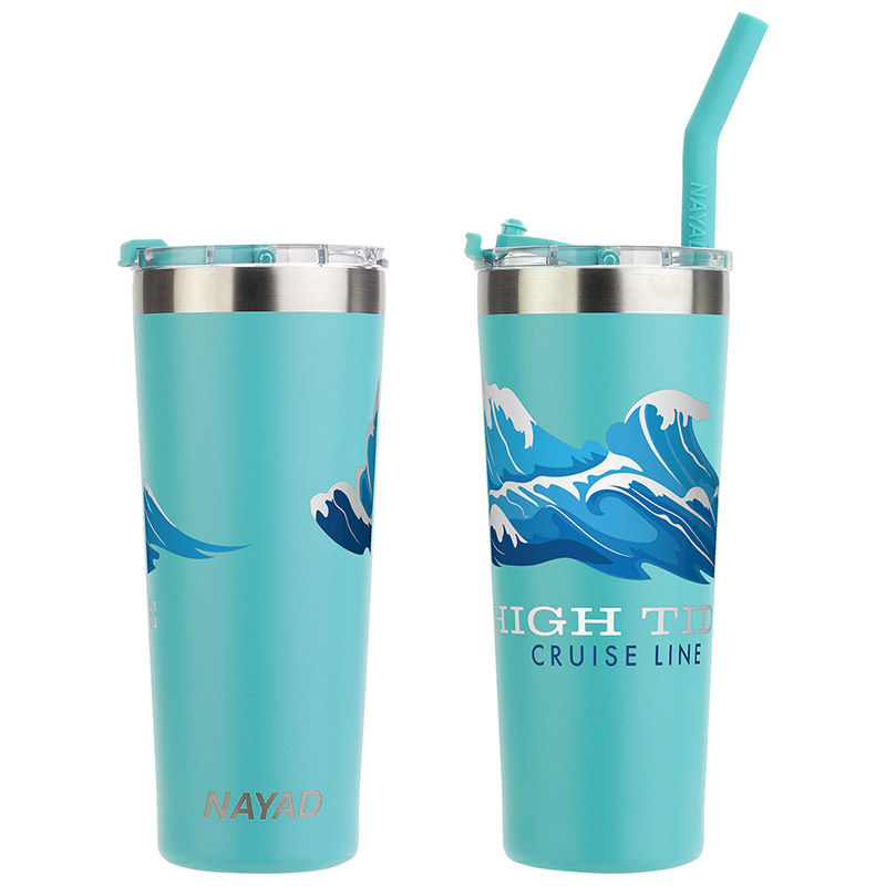 22oz Stainless Double Wall Tumbler with Tiffany Blue Straw