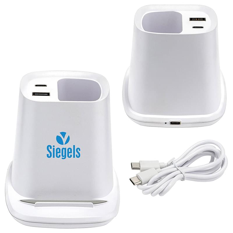 Annex Wireless Charging Stand with Pen Holder White