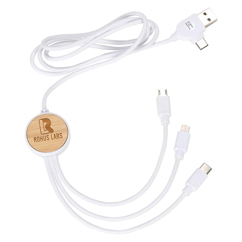 Bamboo 3-in-1 39" Charging Cable White