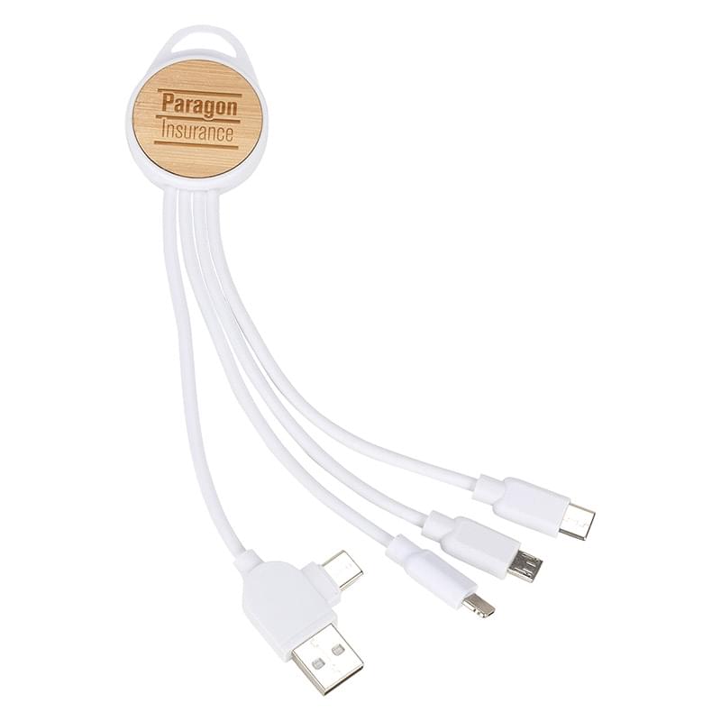 Bamboo 3-in-1 6" Charging Cable White