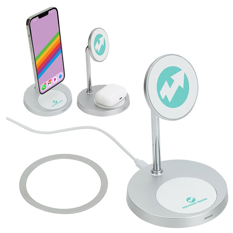 MagPort Magnetic Wireless Charging Stand w/ Add'l 5W Base Charger