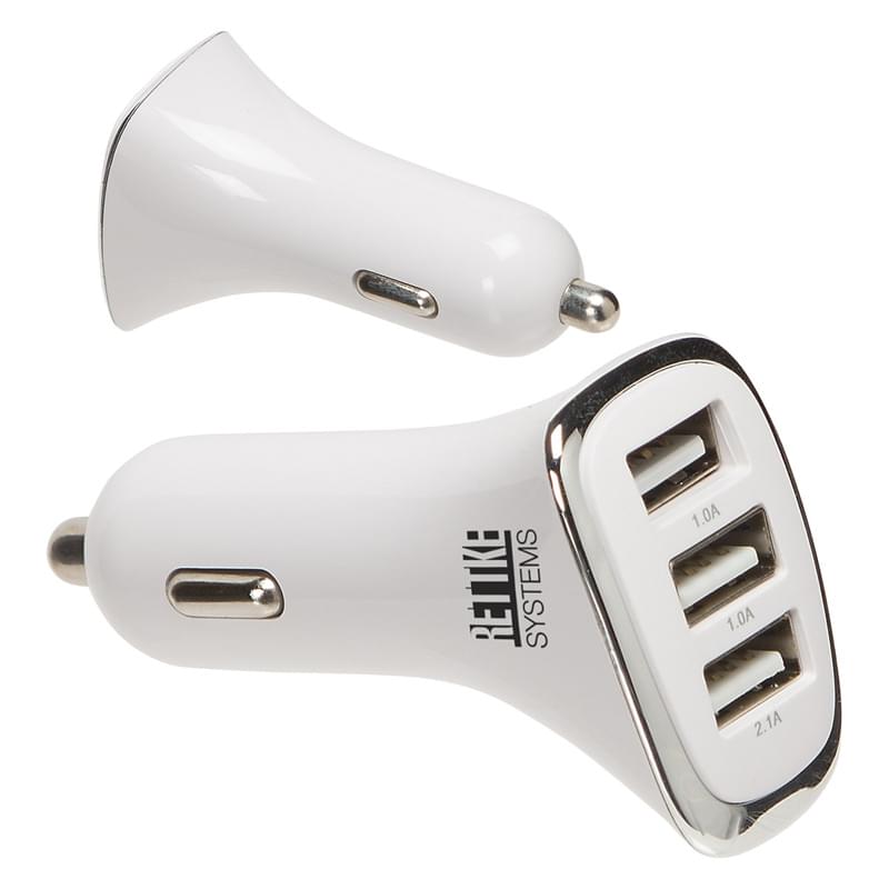 3-Port Smart USB Car Charger - 4A