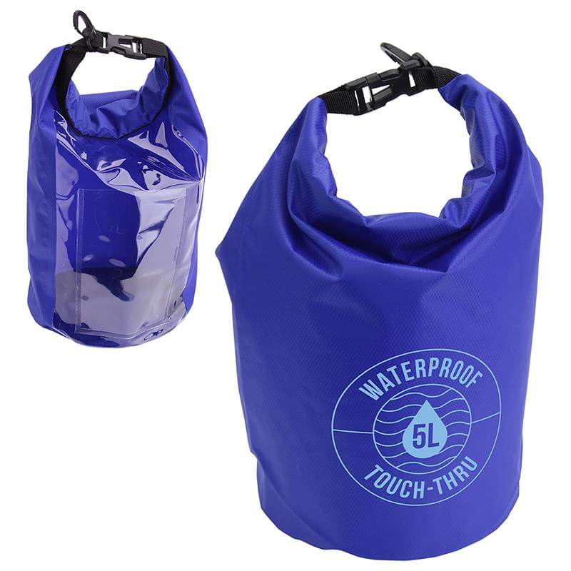 5-Liter Waterproof Gear Bag With Touch-Thru Pouch Blue