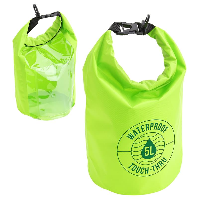 5-Liter Waterproof Gear Bag With Touch-Thru Pouch Lime Green