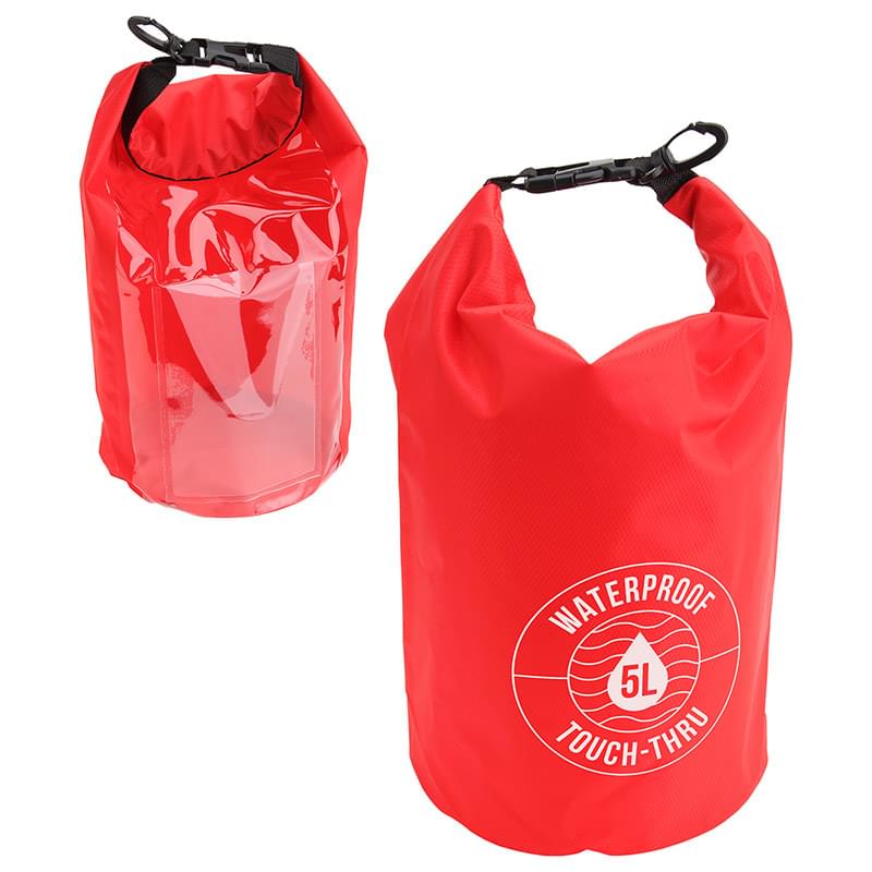 5-Liter Waterproof Gear Bag With Touch-Thru Pouch Red
