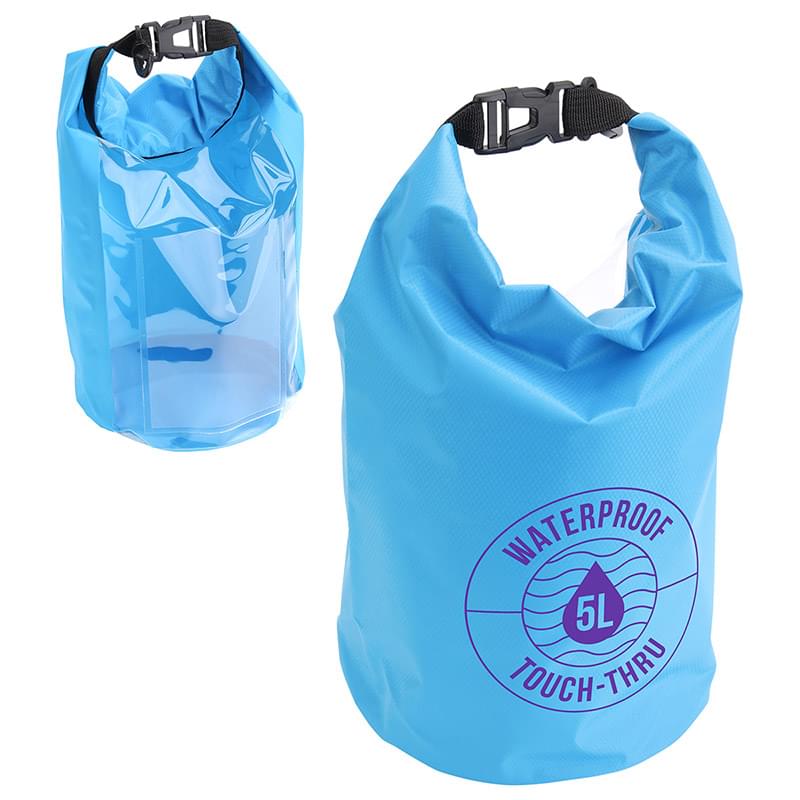5-Liter Waterproof Gear Bag With Touch-Thru Pouch Sky Blue