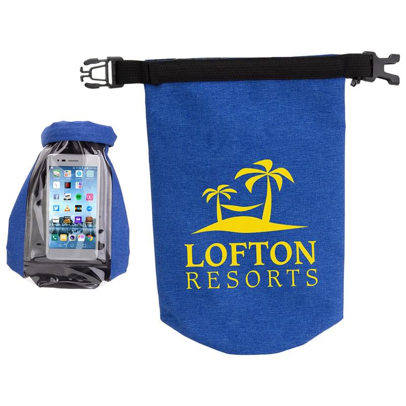 2 Liter Waterproof Gear Bag with Touch-Thru Phone Pocket Blue