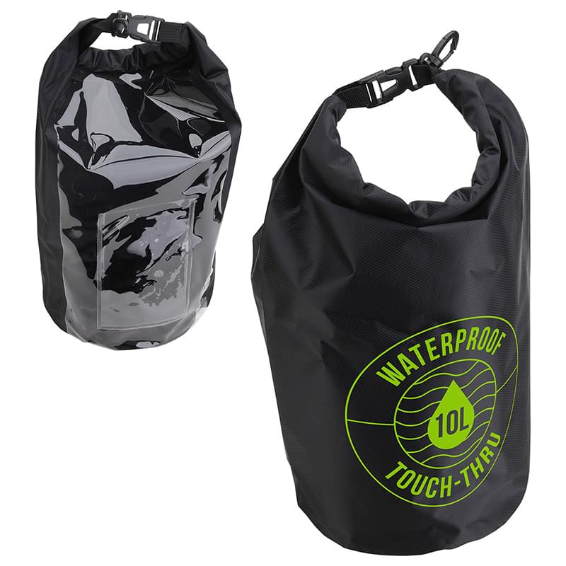 10-Liter Waterproof Gear Bag With Touch-Thru Pouch Black