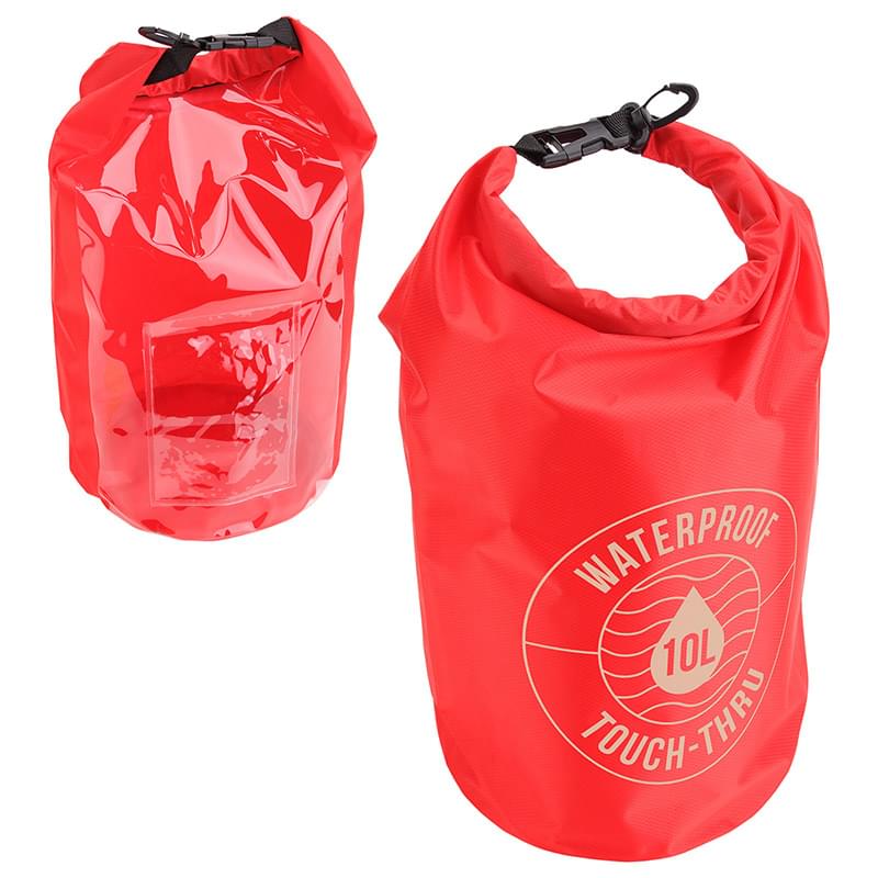 10-Liter Waterproof Gear Bag With Touch-Thru Pouch Red