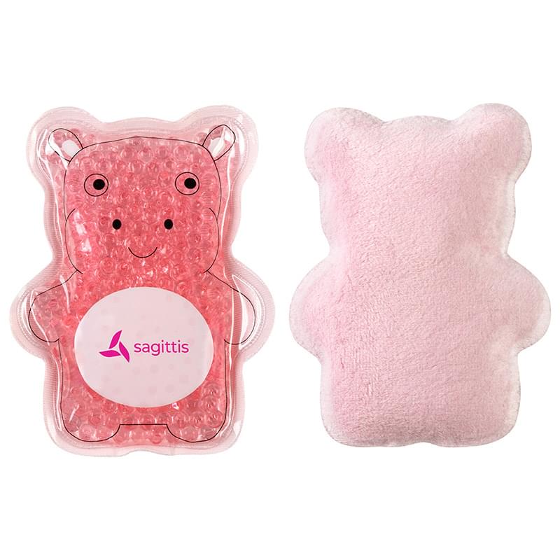 Plush Hippo Aqua Pearl Hot/Cold Pack Pink