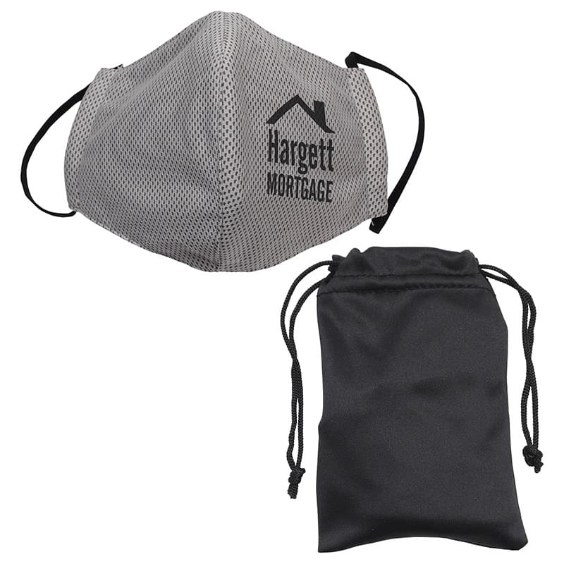 Refresh Microfiber Cooling Mask with Travel Pouch Gray