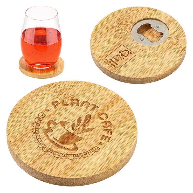 FSC Bamboo Coaster with Bottle Opener