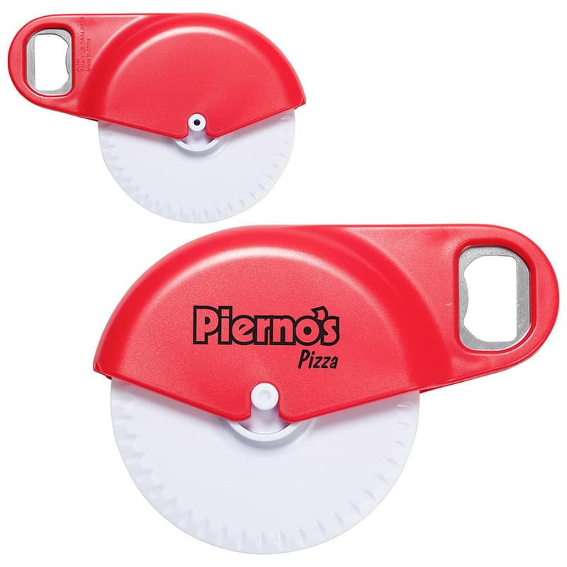 Napoli Pizza Cutter with Bottle Opener Red