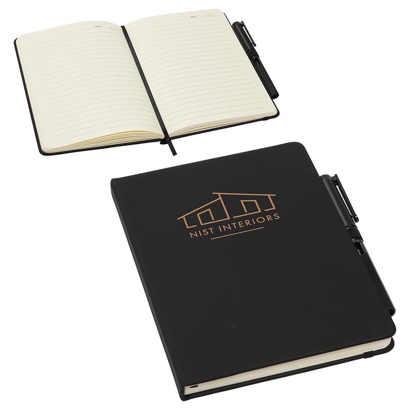 Quorum Soft Touch Journal with Matching Color Gel Pen Black