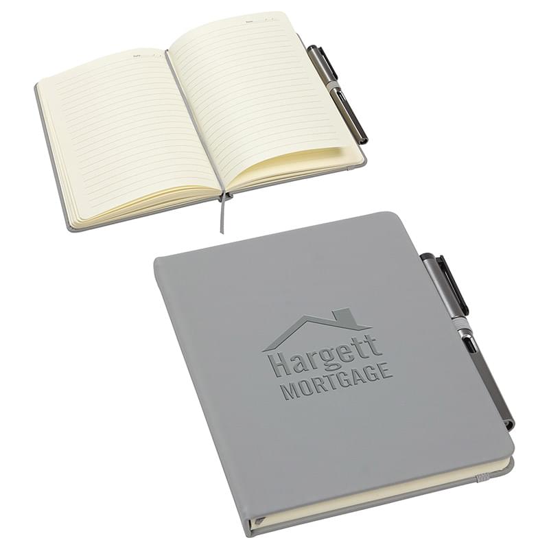 Quorum Soft Touch Journal with Matching Color Gel Pen Gray