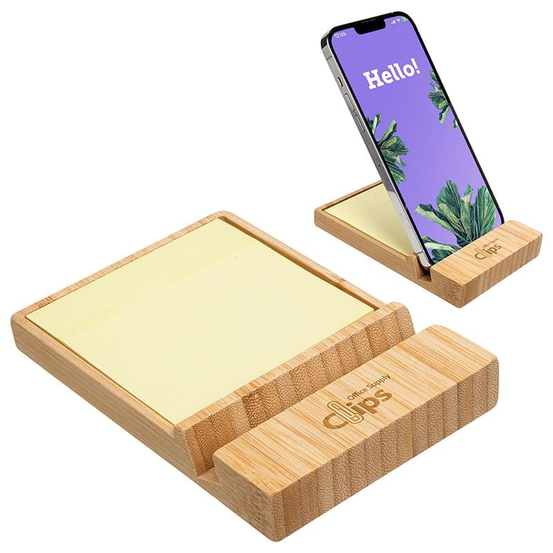 Bamboo Sticky Note Dispenser with Phone Holder Bamboo