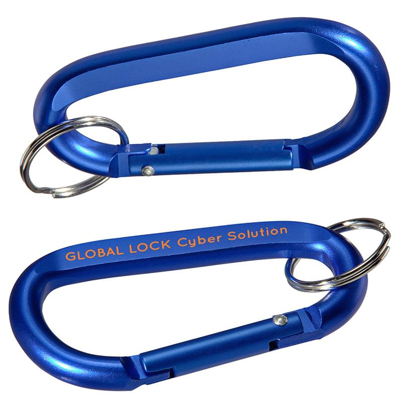 Aluminum Carabiner with Key Ring Blue