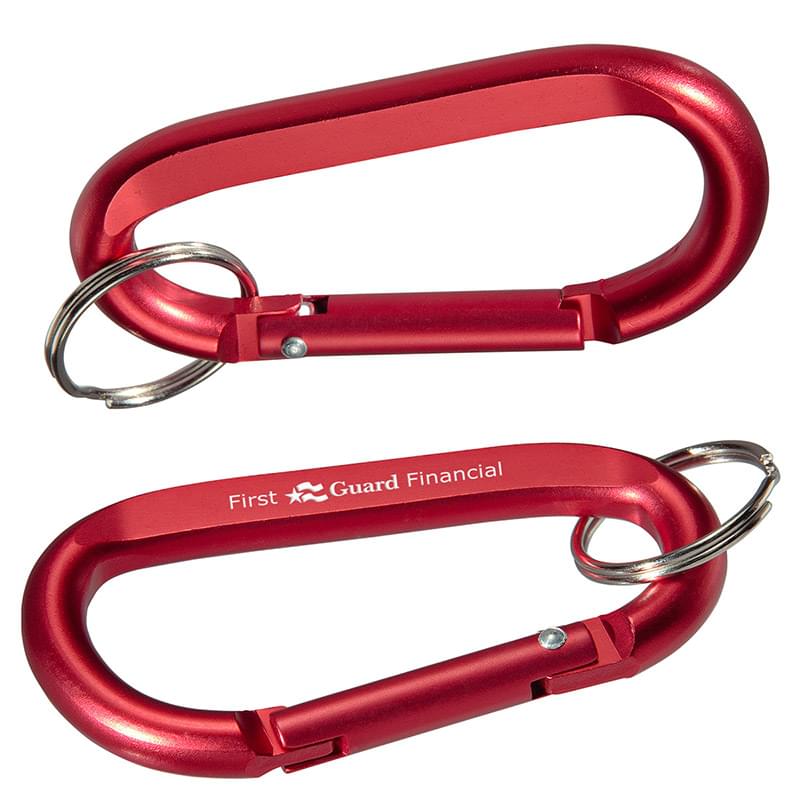 Aluminum Carabiner with Key Ring Red