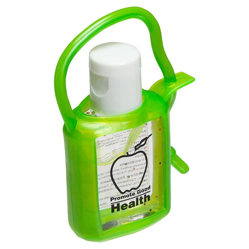 0.5 oz. Hand Sanitizer Gel with green rubber case and strap