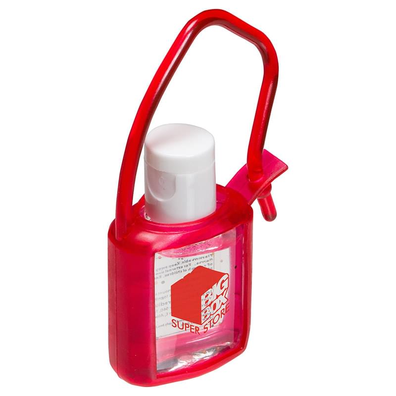 0.5 oz. Hand Sanitizer Gel with red rubber case and strap