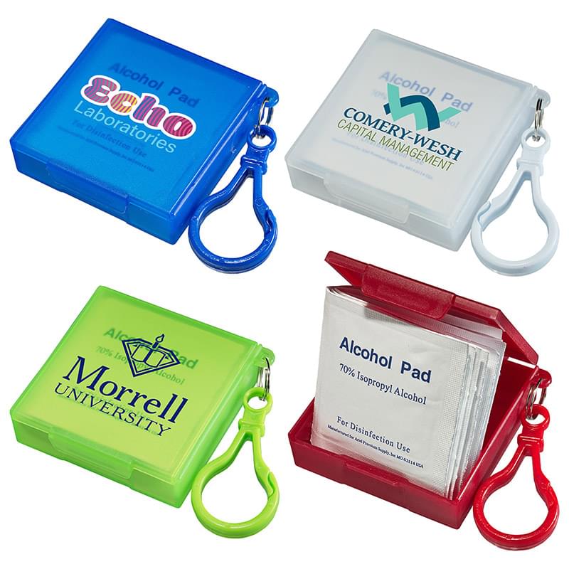 Handy Pack Sanitizing Wipes with Carabiner Blue