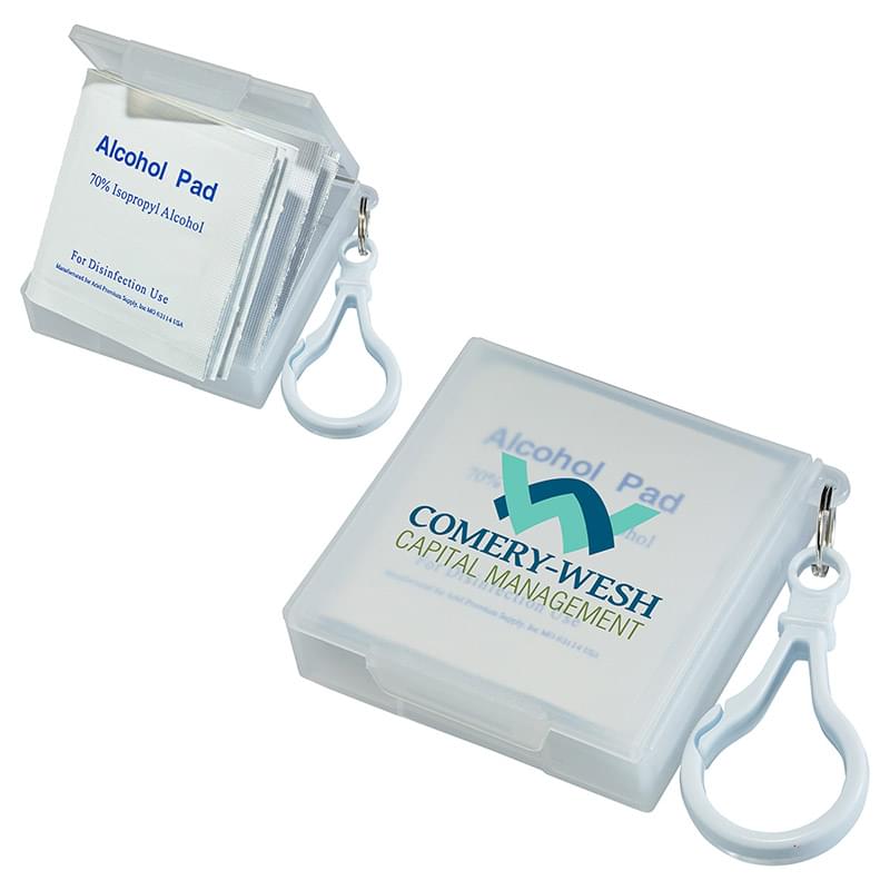 Handy Pack Sanitizing Wipes with Carabiner Clear