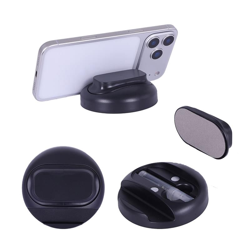 Asana Phone Stand with Built-In Screen Cleaner & Spray