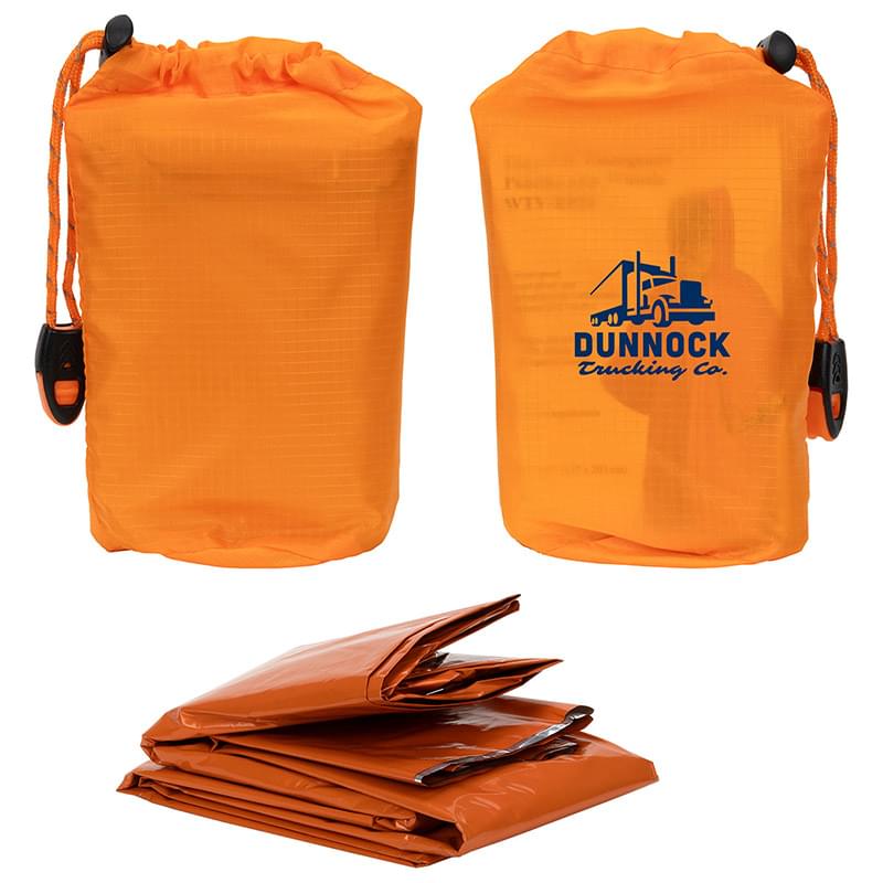 Easy-Pak Emergency Poncho with Whistle Orange