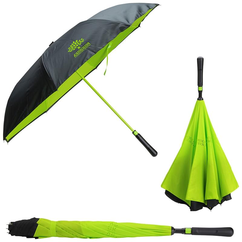 Skyline Two-Tone Inversion Umbrella Lime Green