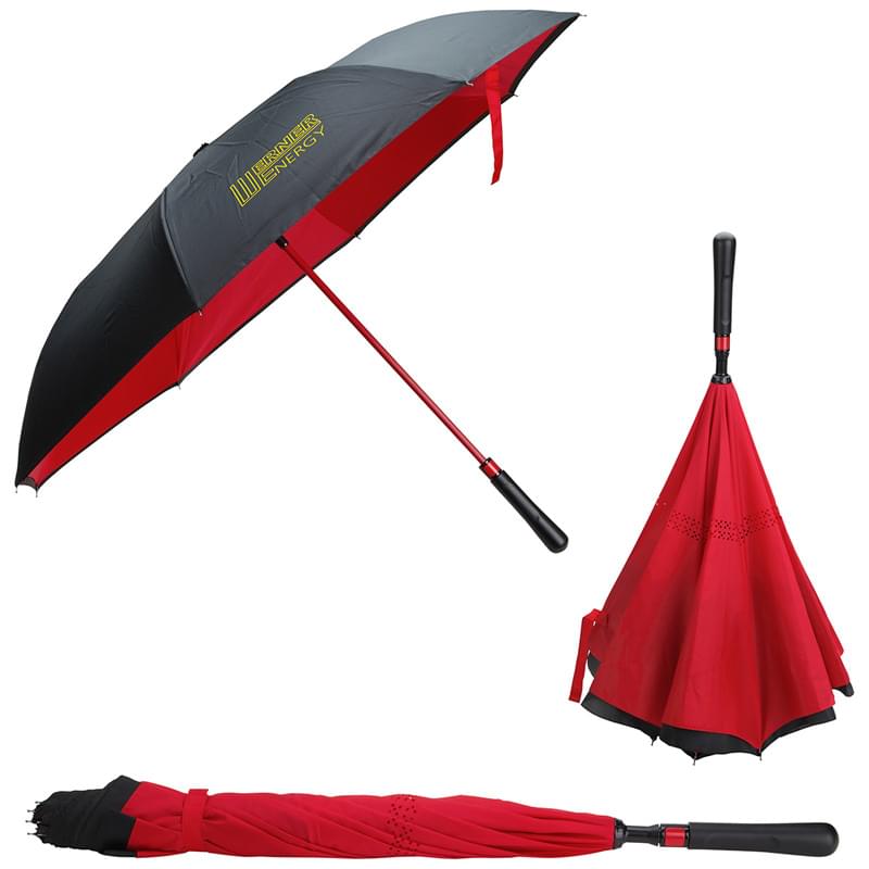Skyline Two-Tone Inversion Umbrella Red