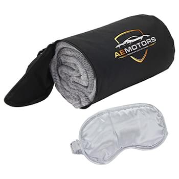 AeroLOFT Business First Travel Blanket with Sleep Mask Navy Gray