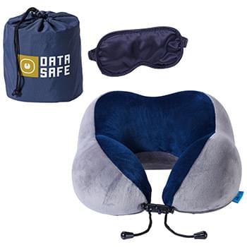 AeroLOFT Business First Travel Pillow with Sleep Mask Navy/Gray