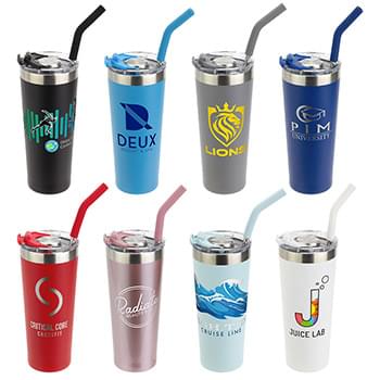 22oz Stainless Double Wall Tumbler with Matching Straw (Nayad Trouper)