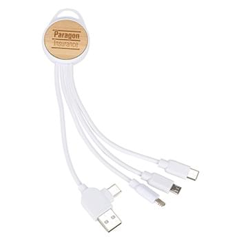 Bamboo 3-in-1 6" Charging Cable White