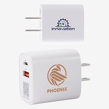 Channel 20W 2- Port PD Wall Charger with Dual Outputs