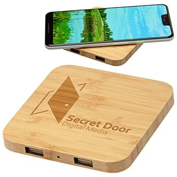 Panda Bamboo 5W Wireless Charger with Dual USB Ports Bamboo