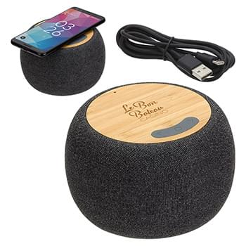 Empire Bamboo Wireless Speaker w/ Charger Gray