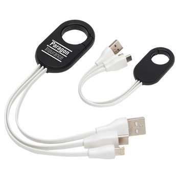 Triad 3-in-1 Charging Cable with Carabiner Clip Black