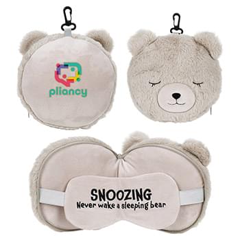 Comfort Pals Bear 2-in-1 Pillow Sleep Mask Light Brown