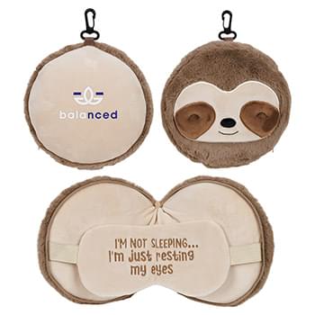 Comfort Pals Sloth 2-in-1 Pillow Sleep Mask Brown