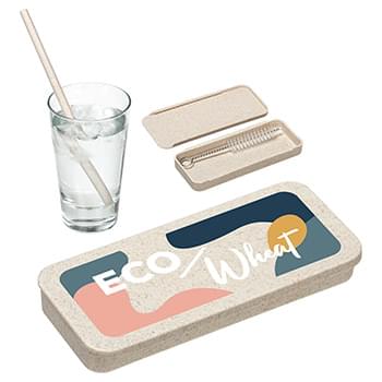 Eco Wheat Straw Kit With Cleaning Brush Tan