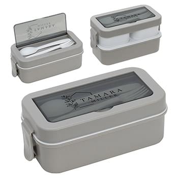 Connoisseur 3-Compartment Stackable Lunch Box Gray