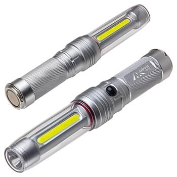 Baton COB + LED Flashlight Silver