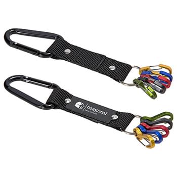 Aluminum Carabiner Strap with Color-Code Key Clips Black