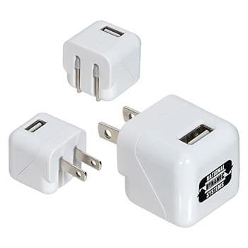 AC-USB Adapter with Foldable Prongs White